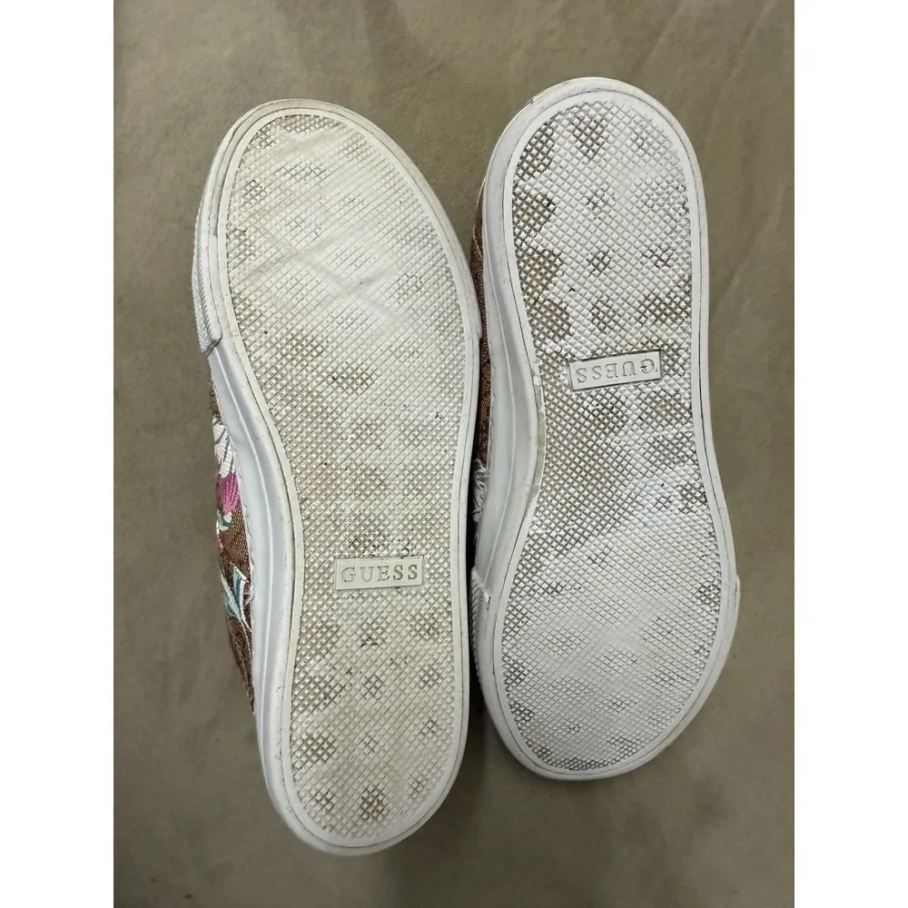Guess Womens Loven Multicolor Floral Lace-Up Sneaker Shoes. Sz 7M. NO SHOELACES